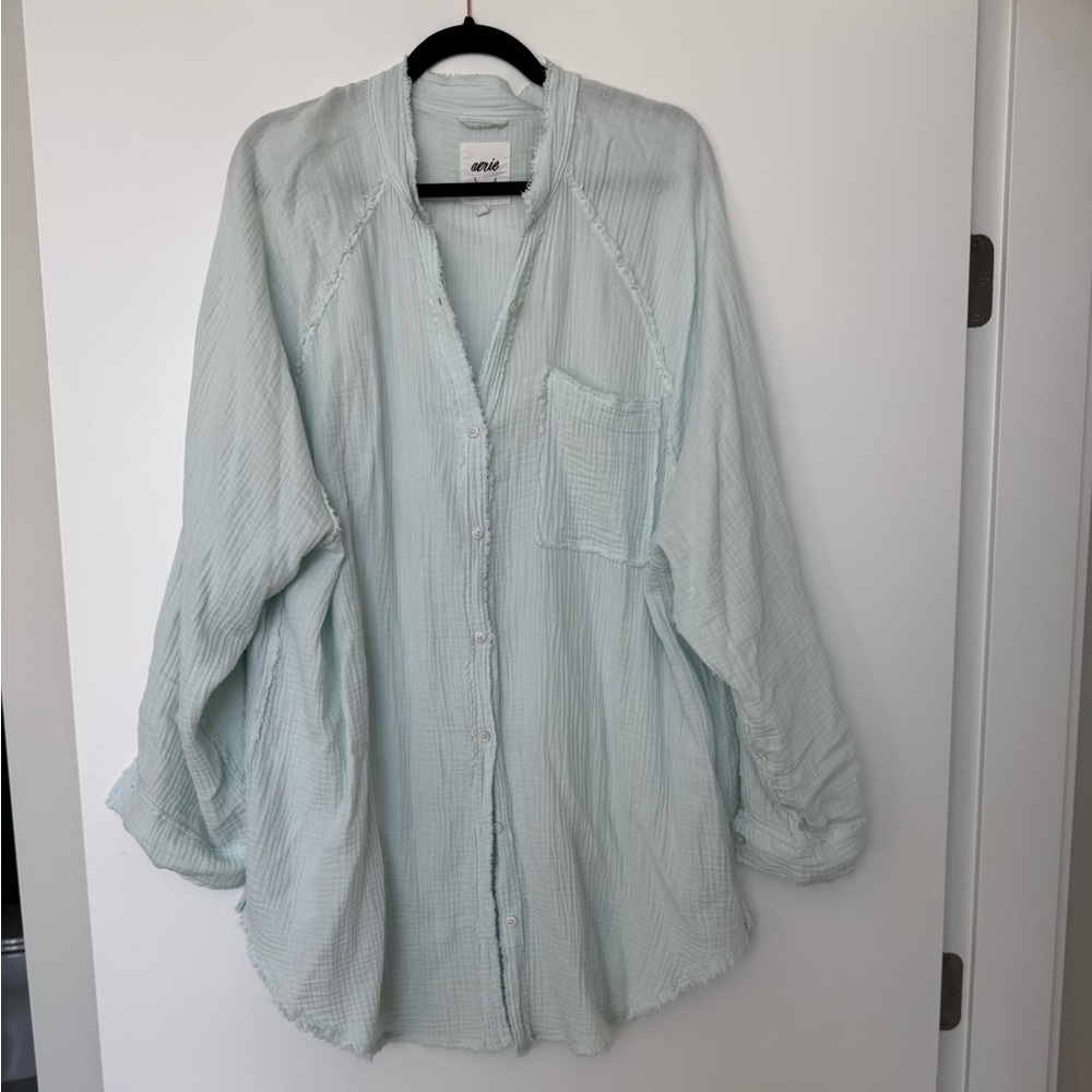 Aerie Soft Mint Button Down Shirt